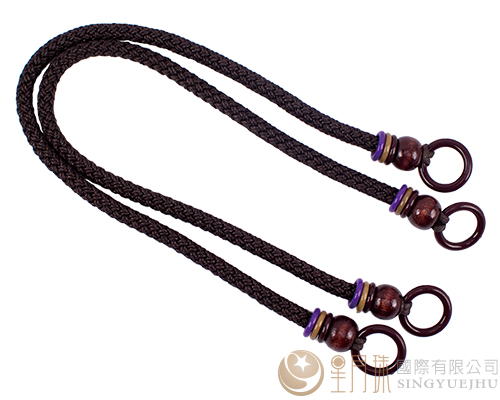 臘繩手把/三圈珠(硬)-56±5cm-深咖啡色