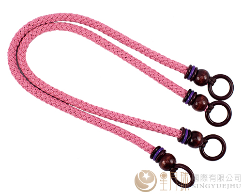 臘繩手把/三圈珠(硬)-44±5cm-淺粉