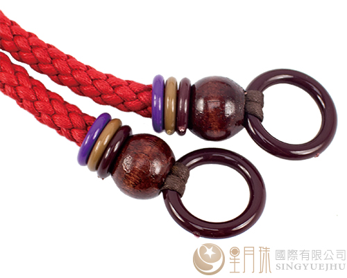 臘繩手把/三圈珠(軟)-66±5cm-紅色
