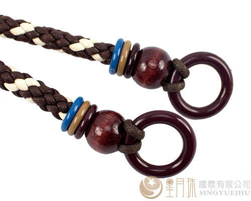 臘繩手把/三圈珠(軟)-44±5cm-咖啡+米白色