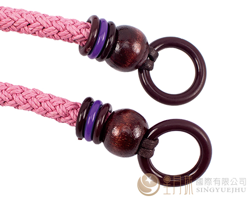 臘繩手把/三圈珠(硬)-44±5cm-淺粉