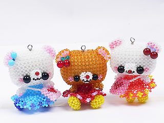 串珠材料包1440大大頭熊2-橘裙姐-11/0日本玻璃珠