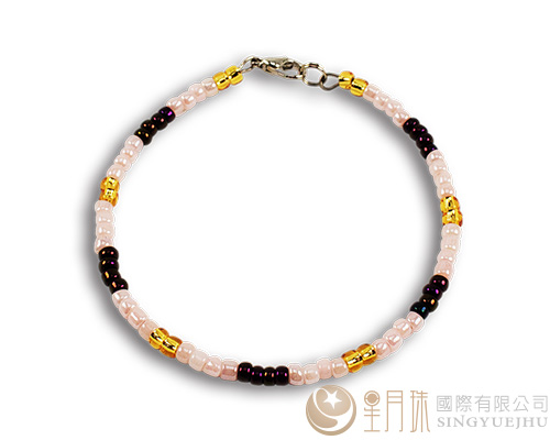 DIY日本珠鋼圈手鍊材料包-粉金黑(A001)