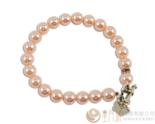 DIY仿珍珠手鍊材料包-橘色(A003)