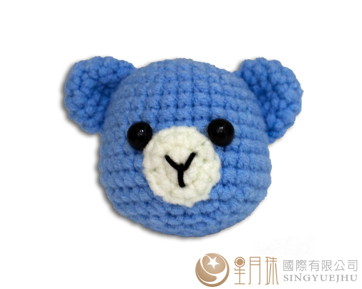 手鉤-可愛小熊頭鎖圈-藍(C0013)