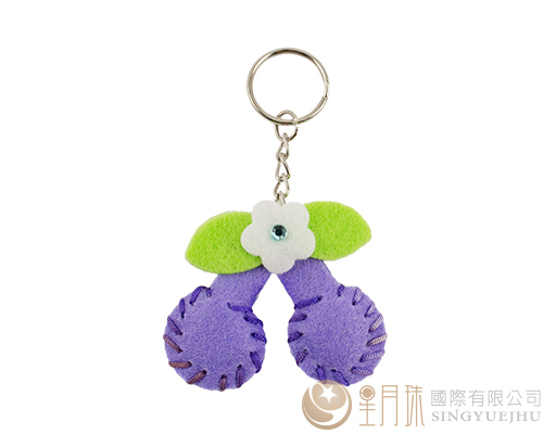 DIY不織布~可愛櫻桃鎖圈-淺紫(D0023)