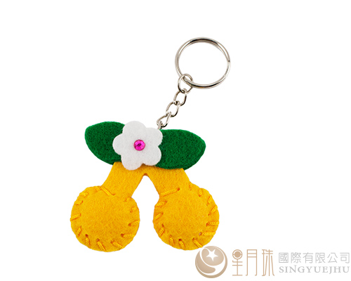 DIY不織布~可愛櫻桃鎖圈-黃色(D0023)