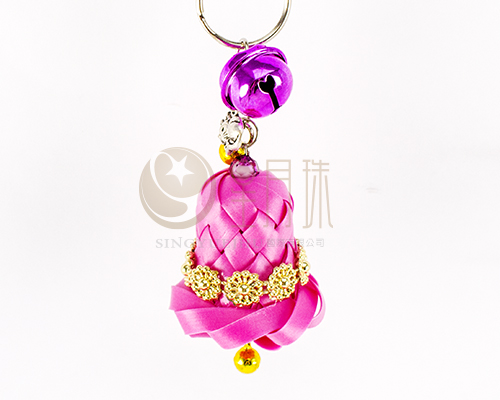 DIY聖誕鈴珍珠帶鎖圈材料包-粉(E0014)