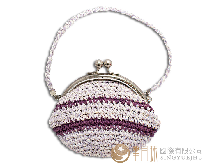 DIY-手鉤紙線口金包-紫(I003)