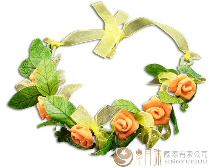 DIY-玫瑰花環頭飾-橘(M007)